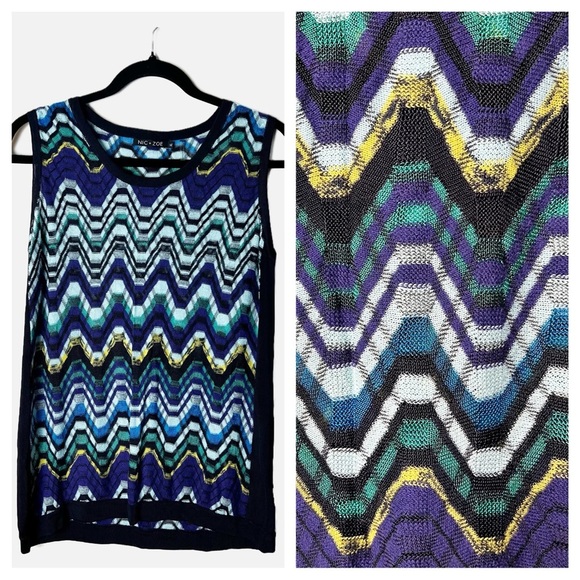 Nic & Zoe - Vintage Inspired Zig Zag Knit Tank‎ Top - Sz. XL - Picture 1 of 7
